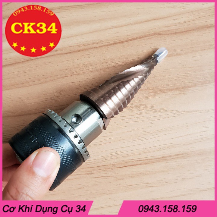 Mũi khoan bước tháp HSS COBAN M35 4-32mm khoan inox,sắt,thép trục 10mm