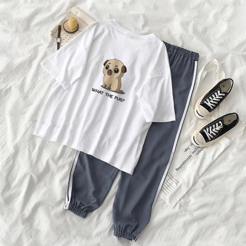 [xả kho mùa covid] Bộ Thể Thao Phối Unisex Chó Pug S31