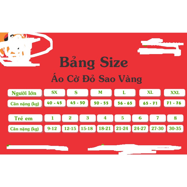 Áo cờ đỏ sao vàng bán sỉ số lượng lớn (có cả size trẻ em và người lớn) | BigBuy360 - bigbuy360.vn