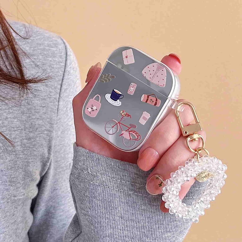 Vỏ Bảo Vệ Hộp Sạc Tai Nghe AirPods 1/2/3/ 3 Pro Họa Tiết Trái Tim Tráng Gương Dễ Thương