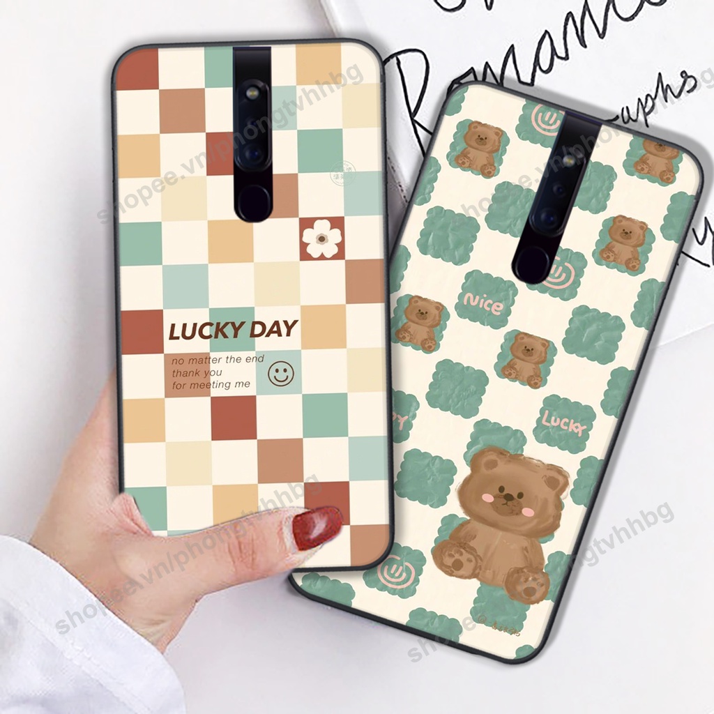Ốp lưng Oppo F11 / F11 Pro trái tim gấu thể thao , smile mặt cười cực cute