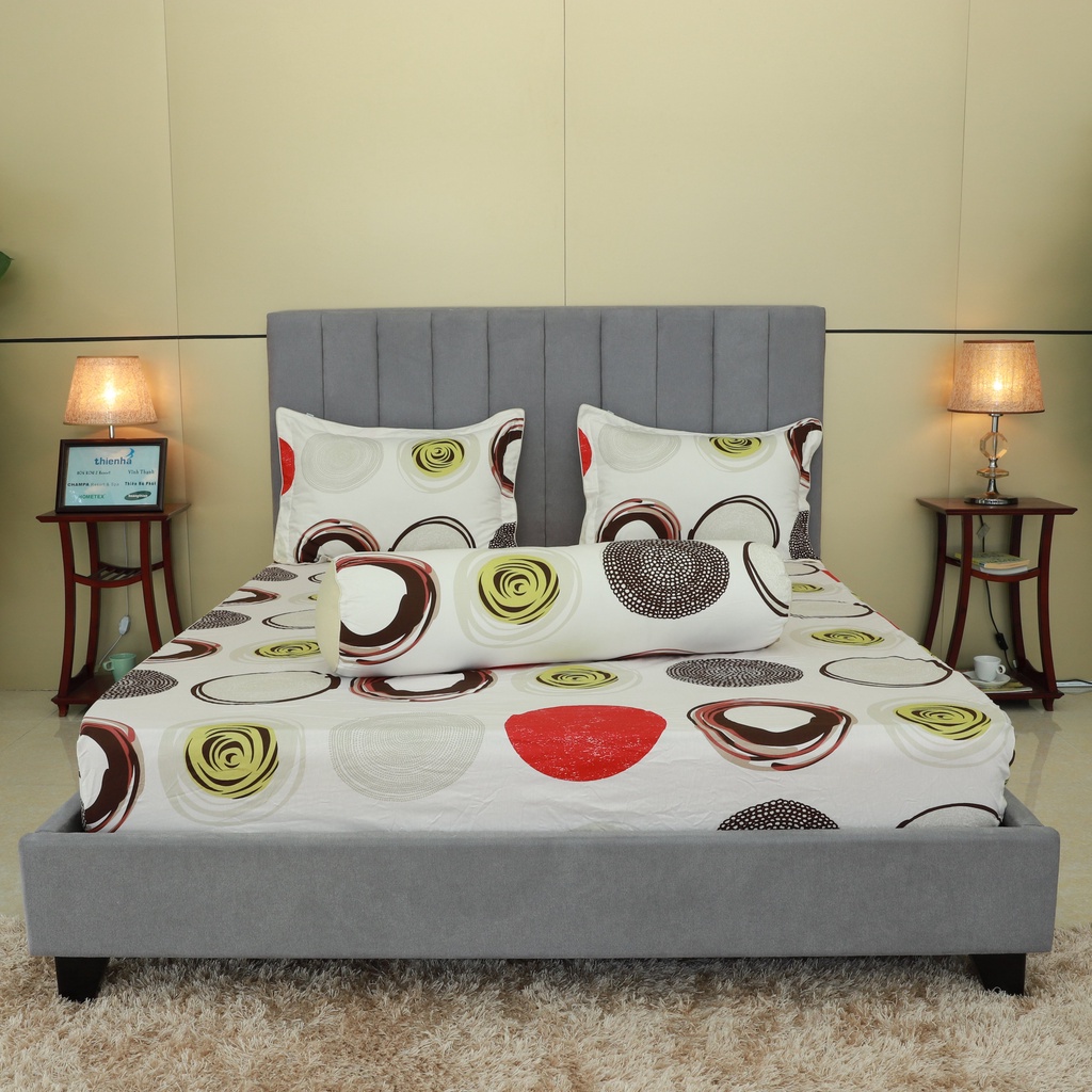 Bộ ra gối, drap gối cotton in hoa Hometex 160x200, 180x200