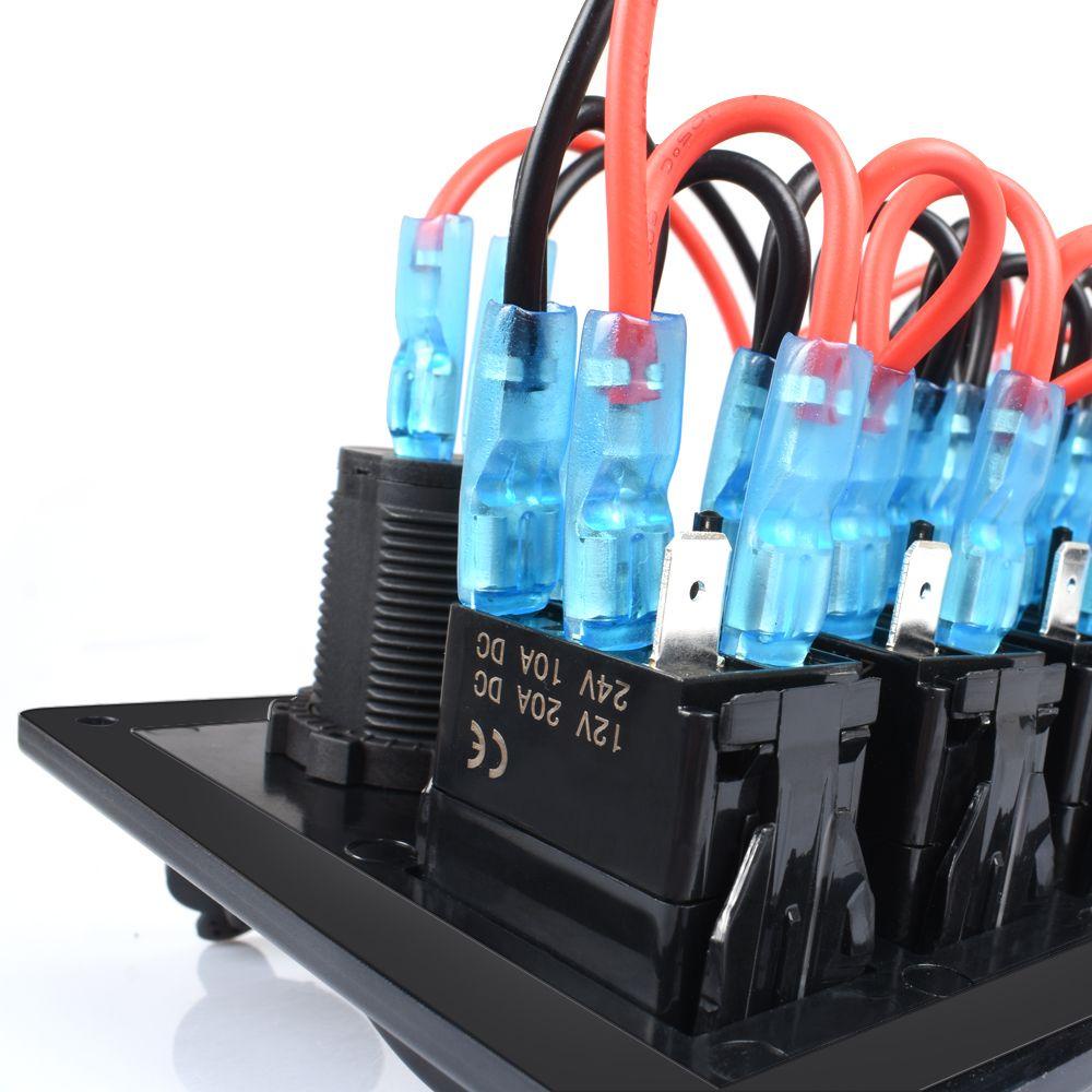 Cầu Dao 12V 6 Nấc Cổng USB Kép Có Đèn LED Hiển Thị Điện Áp Cho Xe Hơi / Tàu Thuyền / Xe Tải / Tàu Thuyền