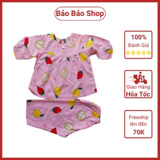 Đồ Bộ Dài Tay Bé Gái Chất Vải Tole Lanh 2 Da Loại 1, Bộ Tôn Bé Gái Size từ 5-28kg