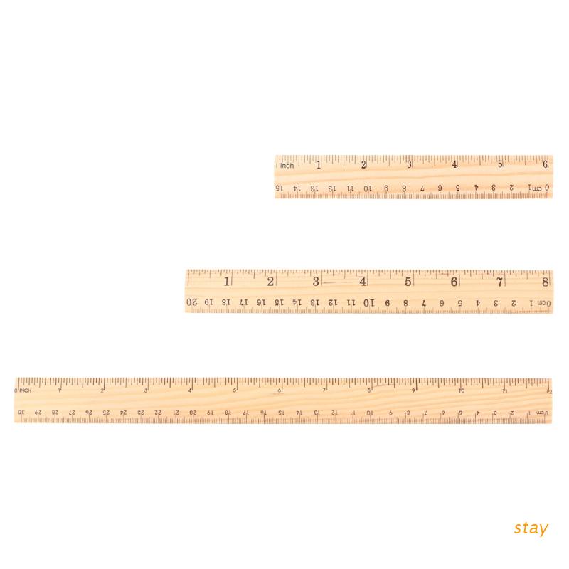 Thước gỗ hai mặt 15cm 20cm 30cm dùng cho học sinh / nhân viên văn phòng