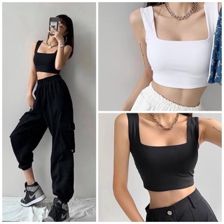 Áo Croptop 2 Dây Cổ Vuông JOLIE Nữ [FREESHIP] 🌸 Thun kiểu bản to dáng ôm body bra tiện lợi thể thao cá tính Ulzzang 🌸