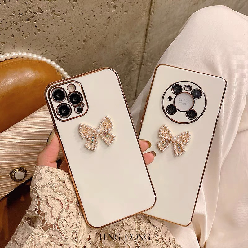 Ốp Điện Thoại Từ Tpu Mềm Chống Rơi Phối Nơ Cho Iphone 7 8 Plus 11 11 Pro 11 Promax 12 12 Pro 12 Promax
