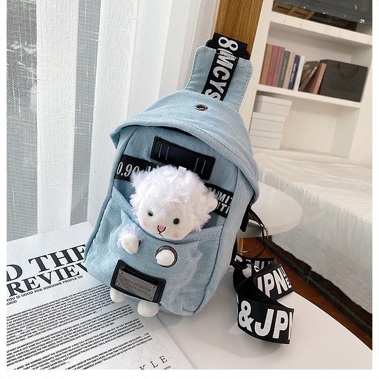 [Mã FAMAYWA2 giảm 10K đơn 50K] Túi đeo chéo nữ 🎒FREESHIP🎒 demin gấu bông dễ thương | BigBuy360 - bigbuy360.vn