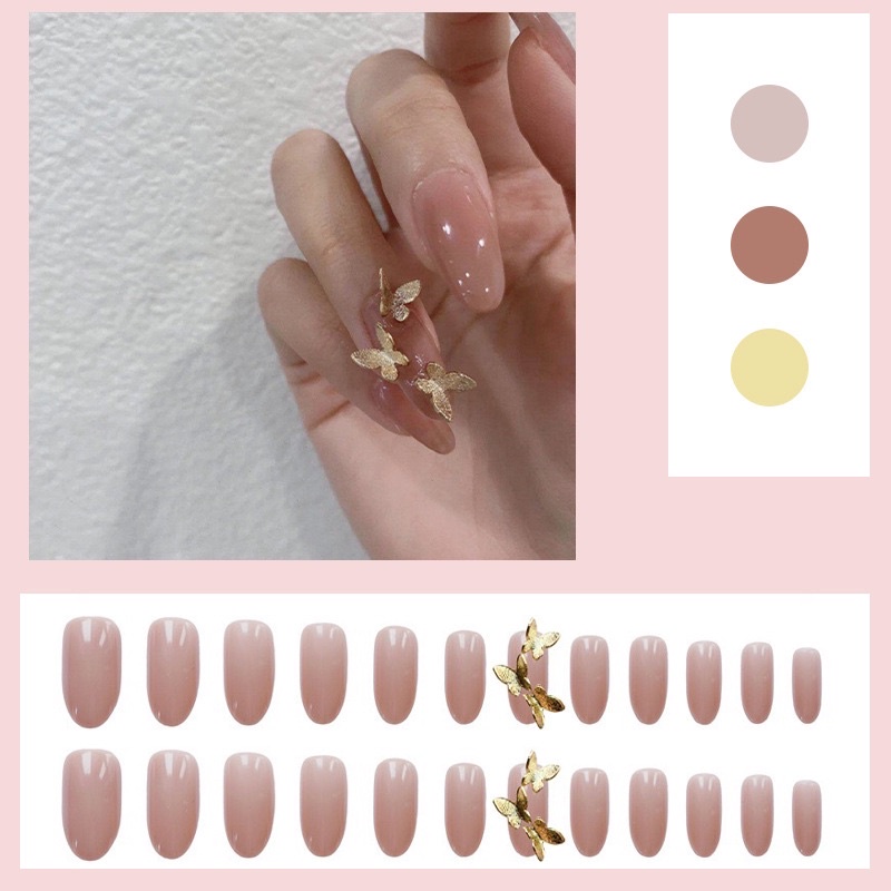 Set 24 móng tay giả D018 đính đá cao cấp ( Tặng kèm keo và dũa )