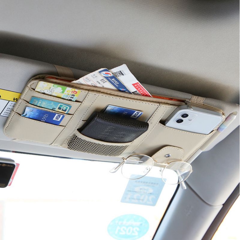 Túi Da Để Giấy Tờ Xe, Vật Dụng Cá Nhân Gắn Trên Miêng Chống Nắng Xe Hơi,,,