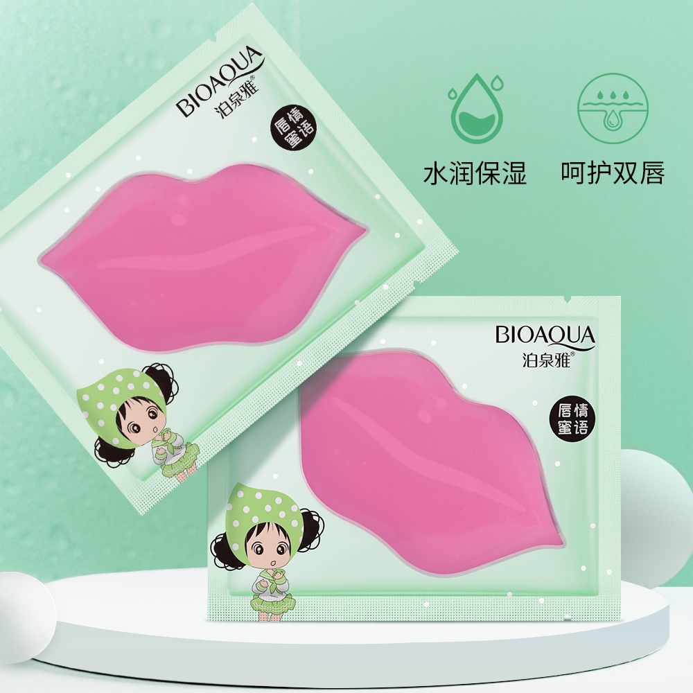 Mặt nạ môi BIOAQUA giúp giảm thâm, mặt nạ ngủ dưỡng ẩm, căng bóng hồng hào, mask môi Collagen nhiều màu