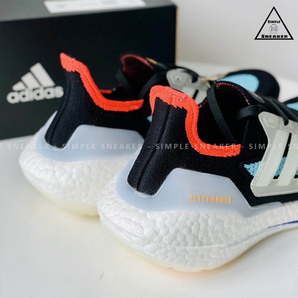 Giày Adidas Ultraboost 21 Black Pulse Aqua Chính Hãng💙SIMPLE SNEAKER💙Giày Chạy Bộ Ultra Boost 21 Màu Đen Thể Thao Nam