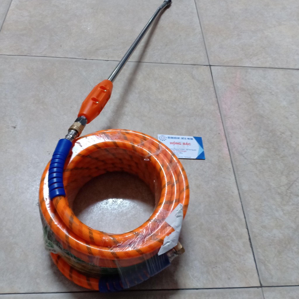 Bộ dây xịt rửa xe chịu áp lực cao 10m và tay xịt tăng áp lực dài 60cm