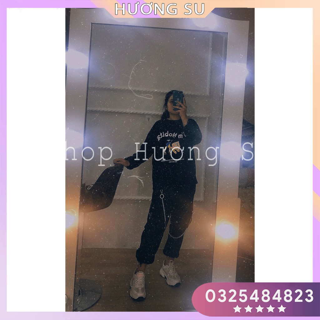 Unisex Quần Jogger Nam Nữ Túi Hộp Nắp Thêu Phối Dây Xích Vải Kaki Cao Cấp-HươngSu (8-Qan-TuiOp)