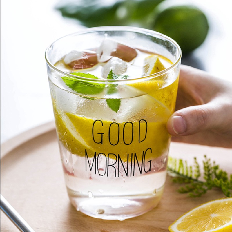 Cốc thủy tinh chịu nhiệt SWEEJAR in chữ Good Morning xinh xắn