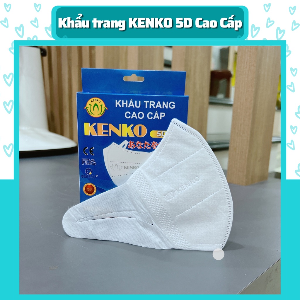Hộp 10 chiếc khẩu trang 5D KENKO dành cho người lớn, khẩu trang cao cấp 5D cao cấp kháng khuẩn
