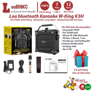 Loa bluetooth W-King K3H 100W loa karaoke bluetooth tặng kèm mic hát karaoke Pin cực lâu công suất lớn 100W- BH 12 tháng