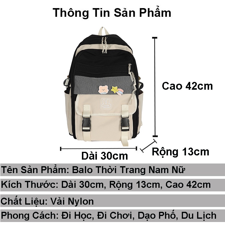 Balo đi học nữ thời trang đẹp giá rẻ ZIME cặp nam nữ dễ thương unisex chống nước
