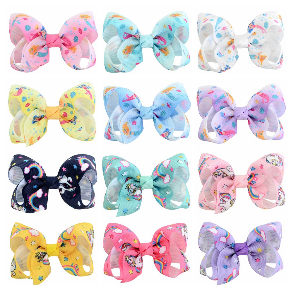 Kẹp tóc nơ KIDSBOWS hình kỳ lân/ nàng tiên cá dễ thương cho bé gái