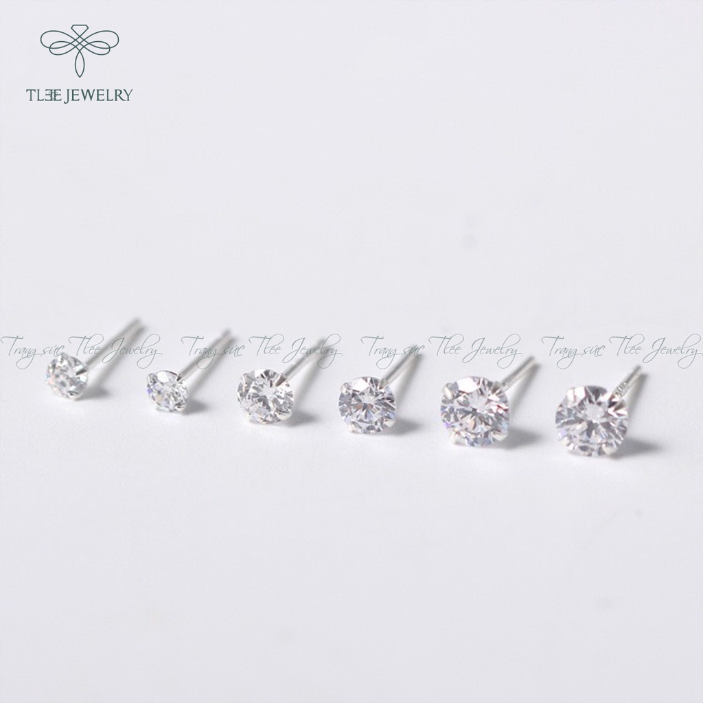 Khuyên tai bạc nữ TLEE nụ đá lấp lánh cao cấp NCJ B0206