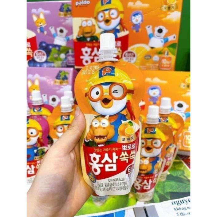Hộp 10 túi - Nước hồng sâm trẻ em Pororo hãng PALDO - nội địa Hàn Quốc Chính hãng