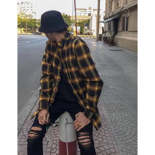 Flannel Vàng Caro Form Châu Âu | TẶNG GIẤY THƠM - Sơ mi Caro Khoác Ngoài UNISEX