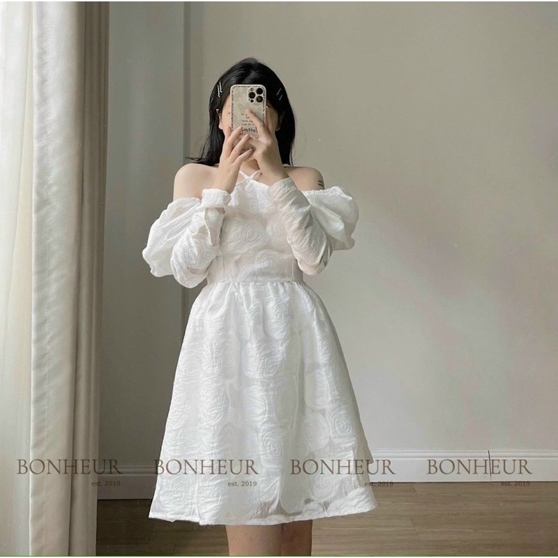 ĐẦM TRẮNG GẤM HOA NỔI DÂY YẾM RỚT TAY PHỒNG