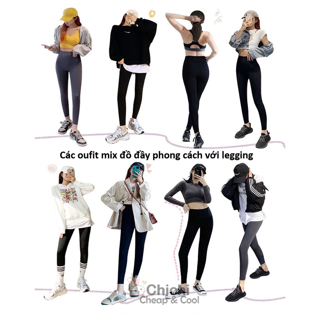 Quần legging nữ HffM cao cấp freesize HM02 ChiChi🌻FREESHIP🌻 Quần legging cạp cao chất thun cotton dày dặn,siêu co giãn