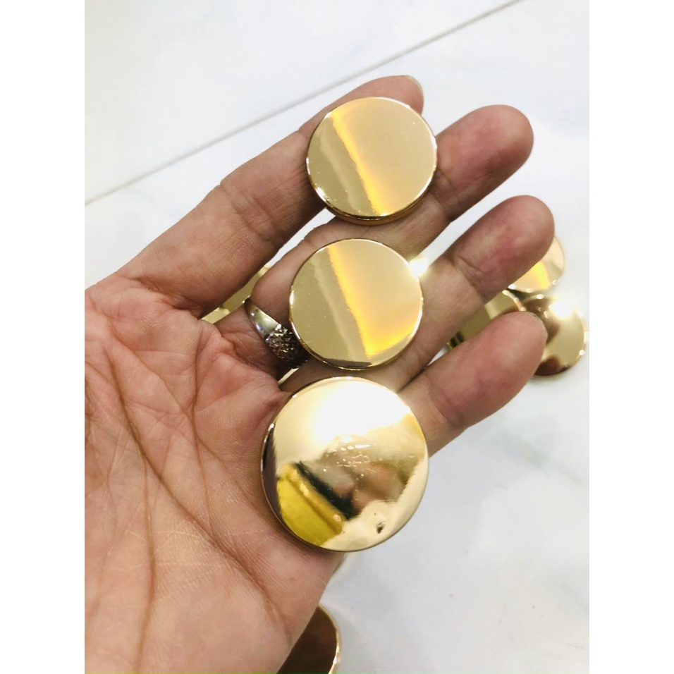 Set 10 Nút, Cúc kim loại đồng sáng bóng 5 size 1.5cm/1.7cm/2cm/2.3cm/2.5cm