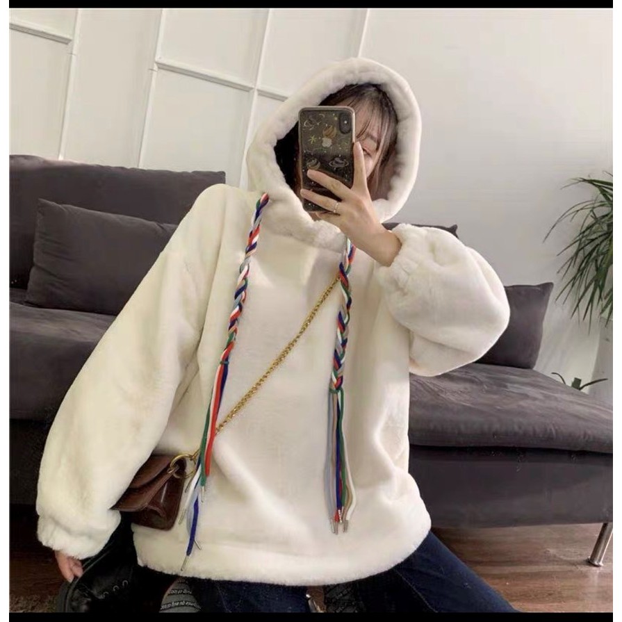 Áo khoác nỉ hoodie nữ trơn unisex form rộng mặc đôi đẹp giá rẻ G64 | BigBuy360 - bigbuy360.vn
