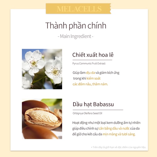 Cao nám trắng da chứa Glutathione và nhân sâm Melacells Cream 20ml