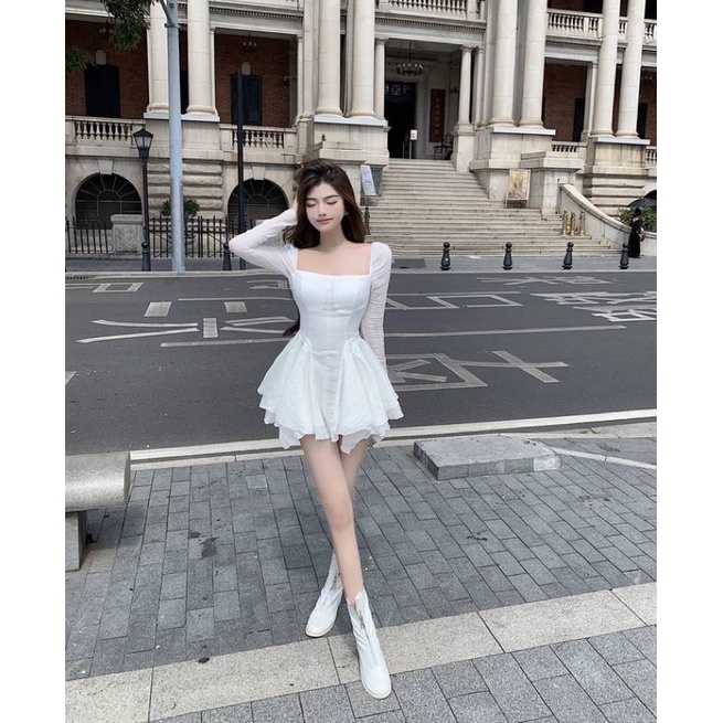 Đầm body cổ vuông Ulzzang