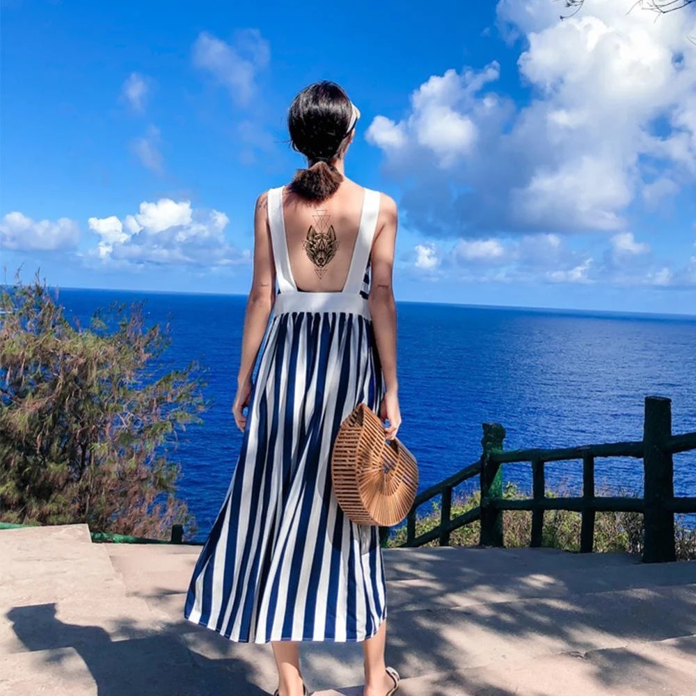 [Hàng mới về] Hình xăm dán tạm thời chống nước hình sói đen cá tính