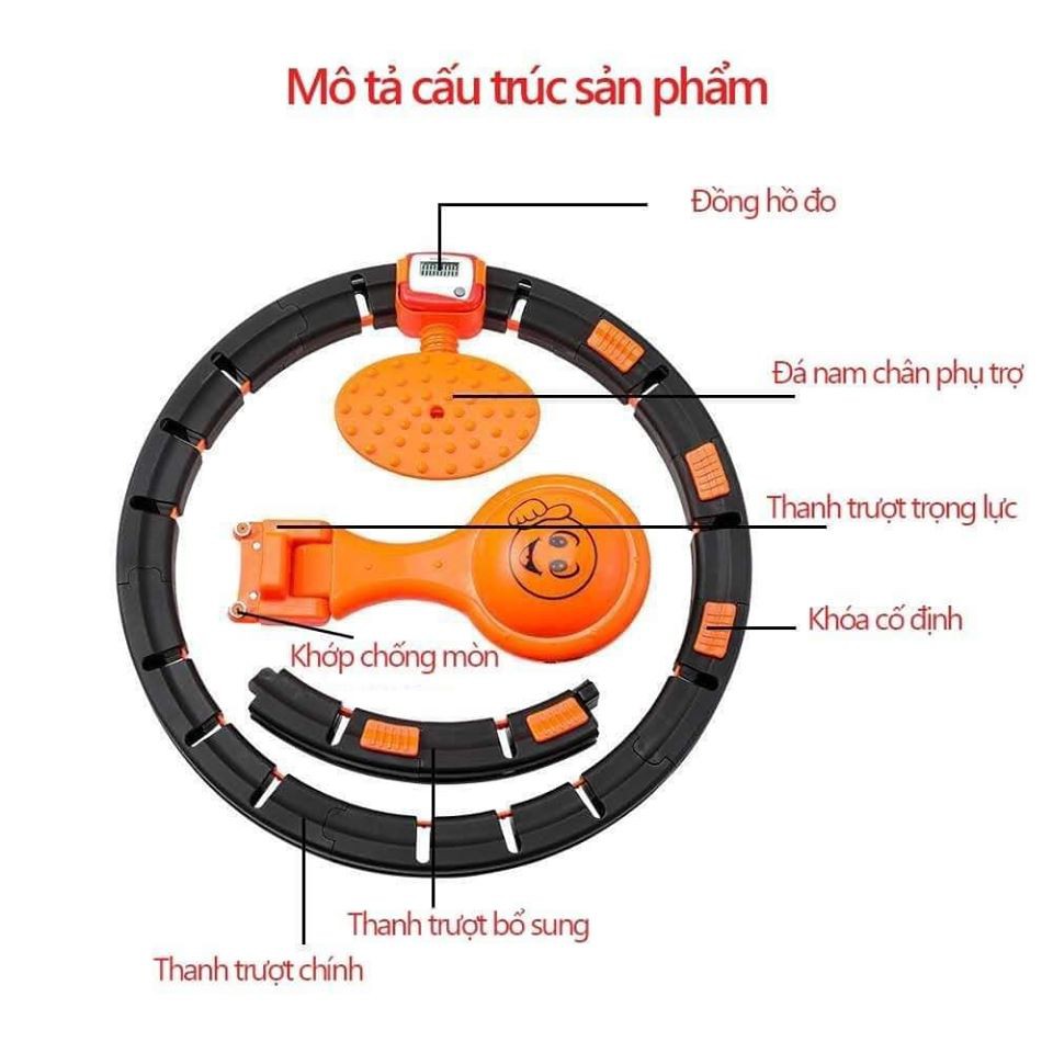 Vòng lắc eo Hula CHÍNH HÃNG thông minh hiệu quả, có đồng hồ đo,vòng đánh mỡ bụng HOT nhất 2021