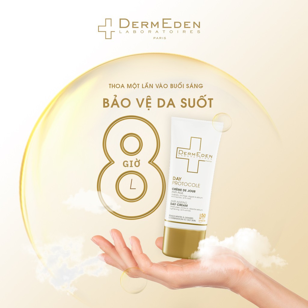 Kem dưỡng da ban ngày cho da dầu DERMEDEN 3 trong 1 chống lão hóa, dưỡng ẩm và chống nắng SPF50 PA+++ 50ML