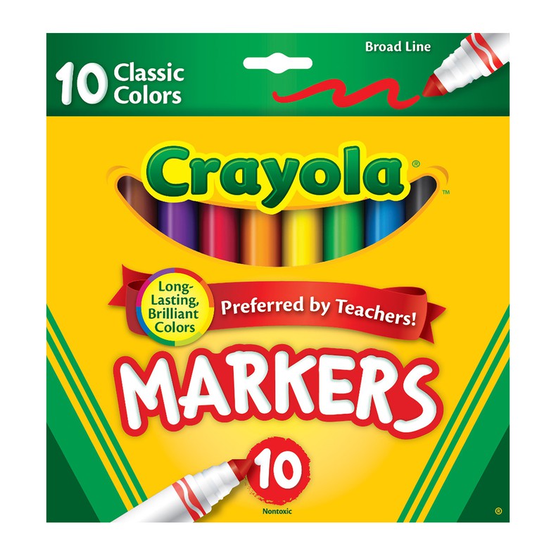 BÚT LÔNG MÀU NÉT LỚN Crayola 10 CÂY (hàng Mỹ)