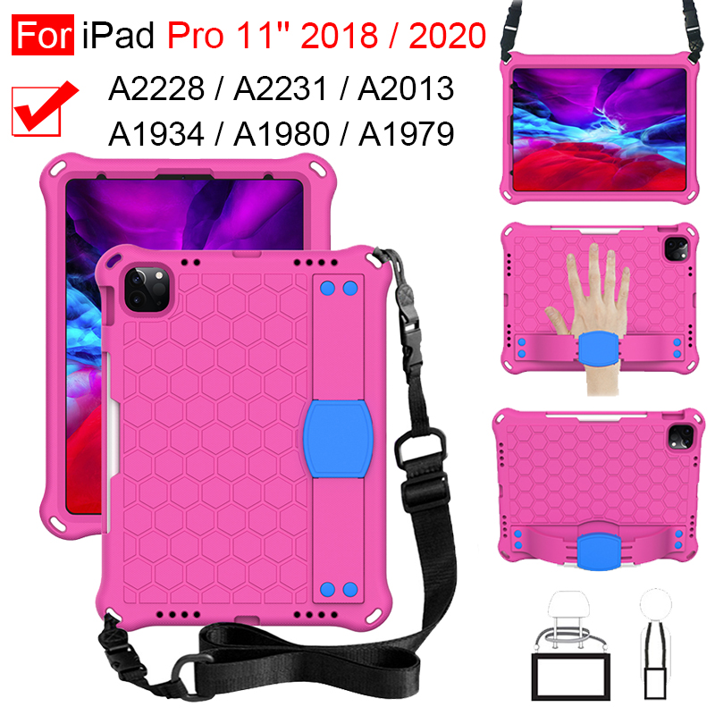 For iPad Pro 11inch 2018 / 2020  Case EVA Kids Safe Shockproof Hand Shoulder Strap Stand Tablet Cover Casing