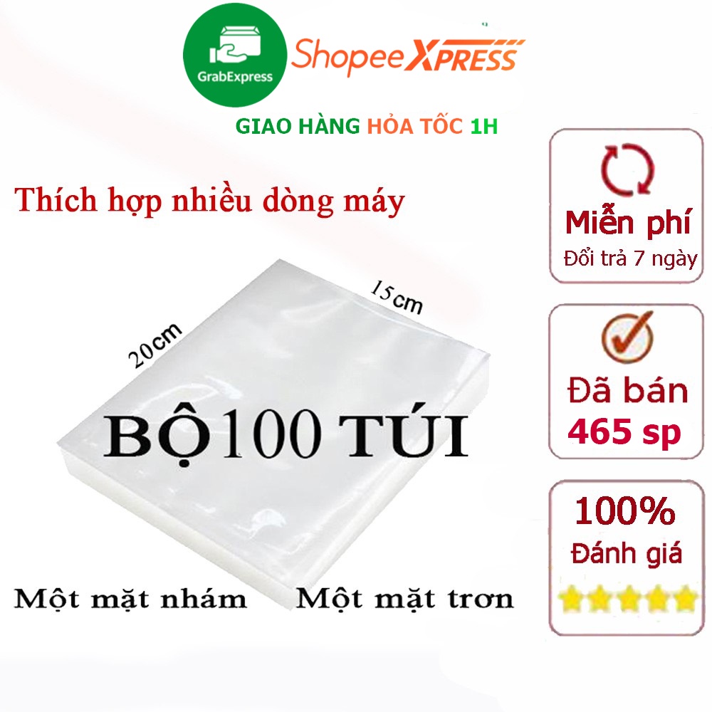 Bộ 100 túi hút chân không rộng 15cm dài 20cm dùng cho tất cả các máy hút chân không