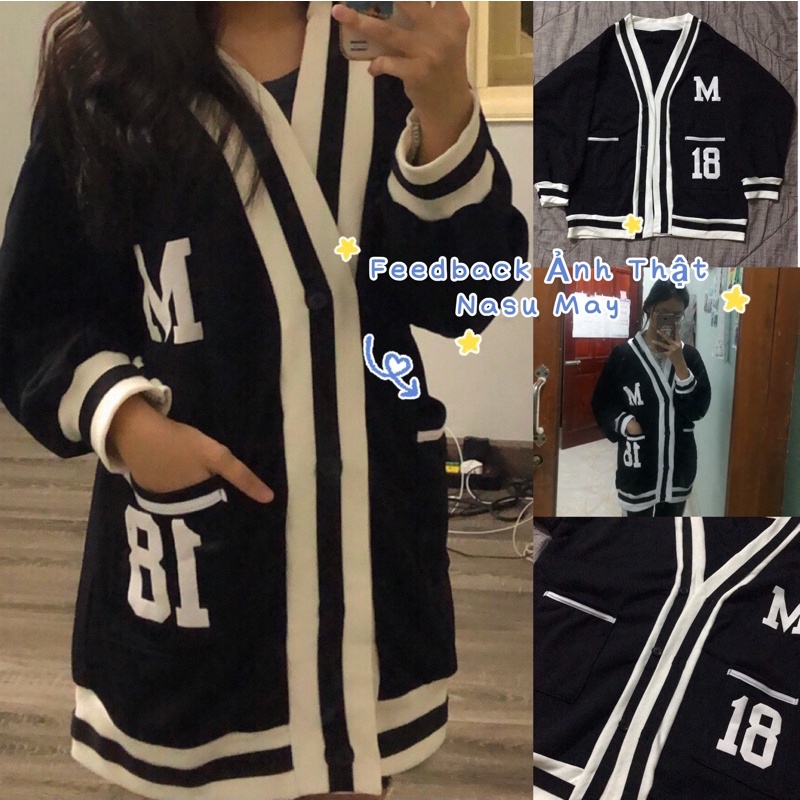 ÁO KHOÁC CARDIGAN MARCUS SỐ 18 - Áo Khoác Nỉ Nam Nữ Form Rộng Viền Trắng Màu Đen