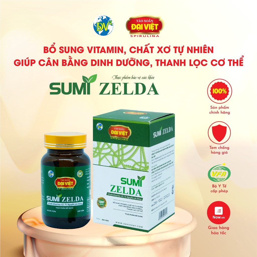 Tảo xoắn Đại Việt Sumi Zelda Tảo viên Spirulina Giúp cân bằng dinh dưỡng, tăng cường sức đề kháng ITD14