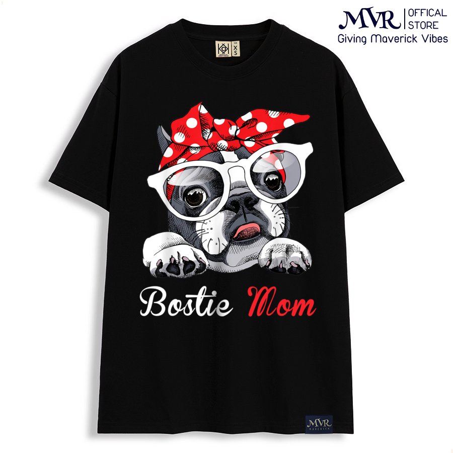 Áo thun unisex nam nữ phom rộng thoáng mát hình chó Sục Boston Terrier chất cotton MVR TT4346