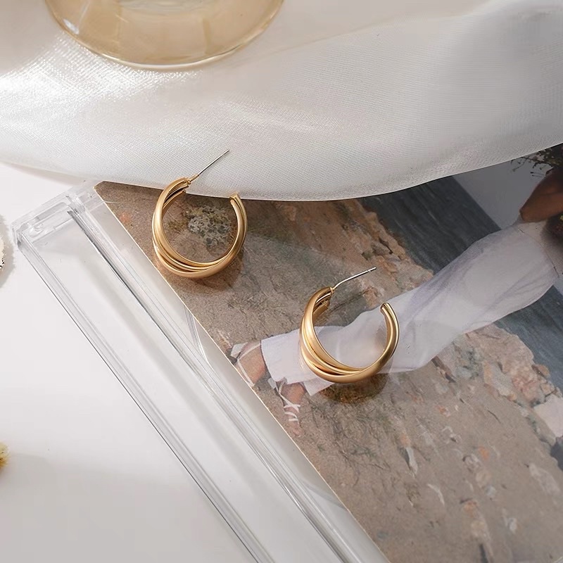 Khuyên tai trơn đơn giản - Hoa tai xinh unisex