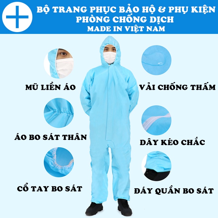 Bộ trang phục bảo hộ và phụ kiện (Set 7 món) phòng chống dịch cô Vy