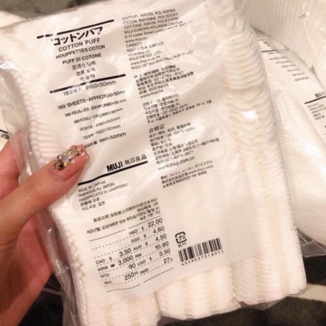 Bông tẩy trang Muji Nhật Bản 100% Cotton hữu cơ - Túi Zip 189 miếng