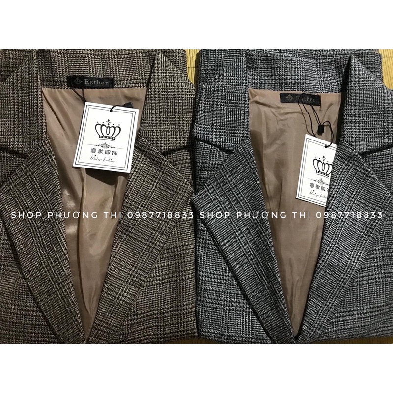 Áo blazer dạ kẻ Hàn Quốc 2 lớp (video/sẵn) | BigBuy360 - bigbuy360.vn