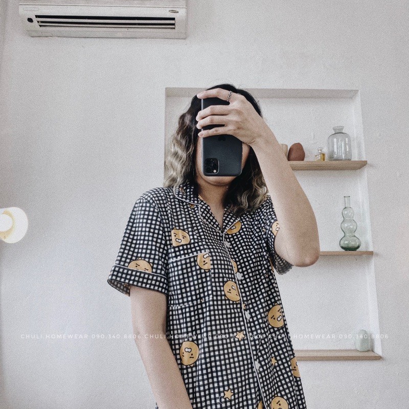 Bộ ngủ gấu kẻ cotton