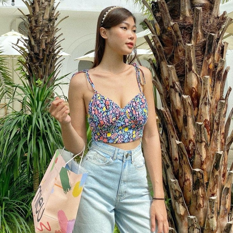 Áo kiểu croptop dây xếp ly ngực MIEU - HA20