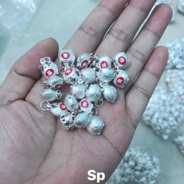Charm con giáp chuột bạc mix vòng