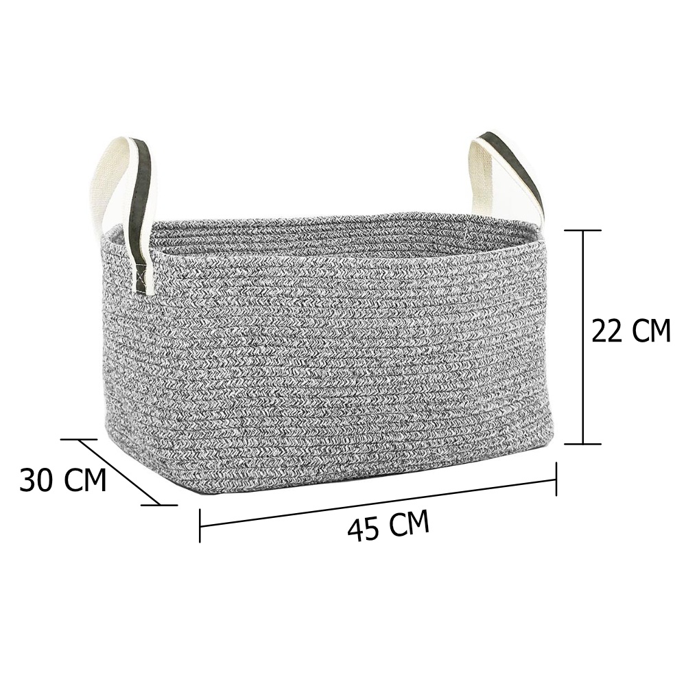 HomeBase PLIM Giỏ đựng quần áo đựng đồ thiết kế vuông bằng Polyester sz L W45xH22xD30cm màu xám