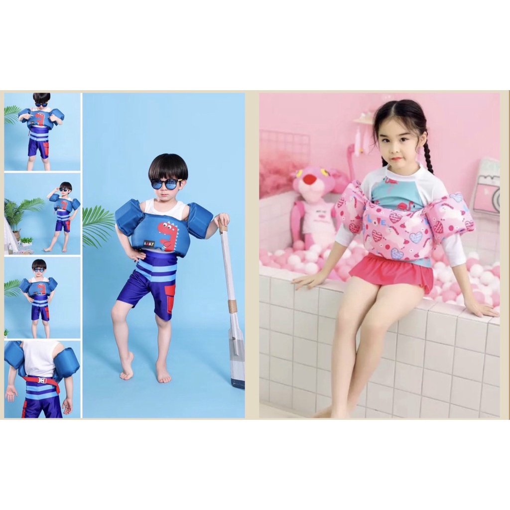 Áo phao tập bơi đỡ ngực kèm phao tay dành cho bé từ 2 đến 7 tuổi